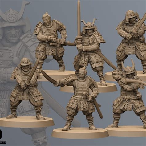 Samurai Swordsmen Resin 3d Printed Miniatures Kyoushuneko Etsy Canada