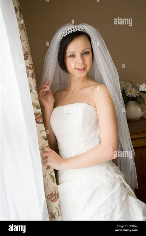 Beautiful Young Bride Smiling Stock Photo Alamy