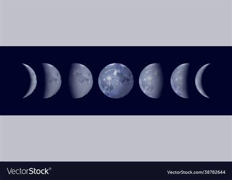 Moon Phases Set Royalty Free Vector Image Vectorstock