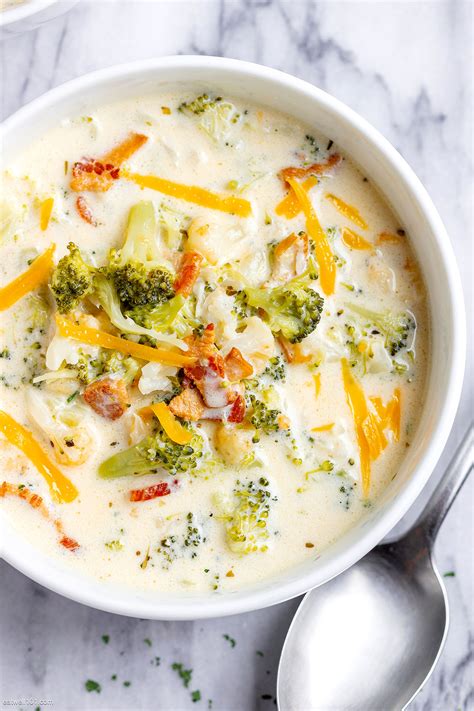 Broccoli Cauliflower Cheese Soup Recipe With Bacon