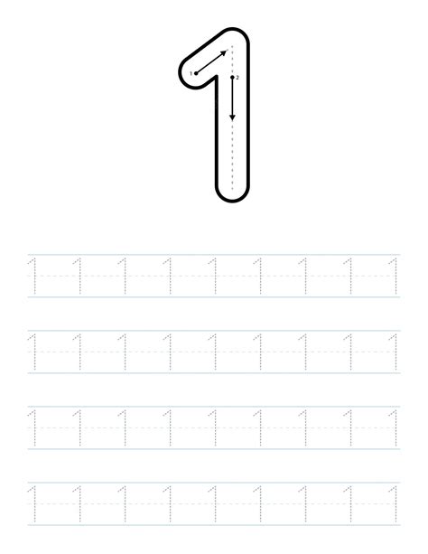 Premium Vector Trace Number 1 Worksheet For Kids And Preschool With