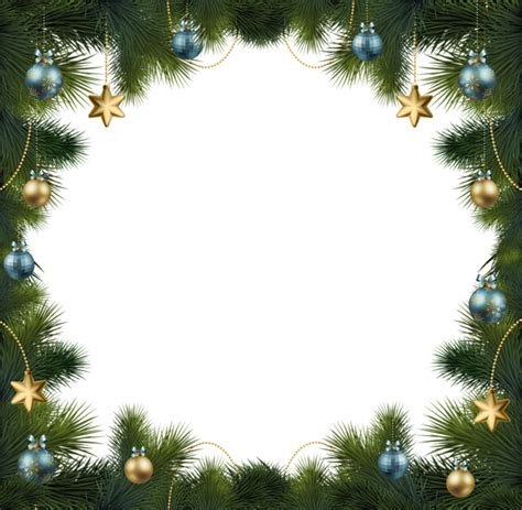 Christmas Pine Transparent Png Frame With Ornaments Christmas Frames