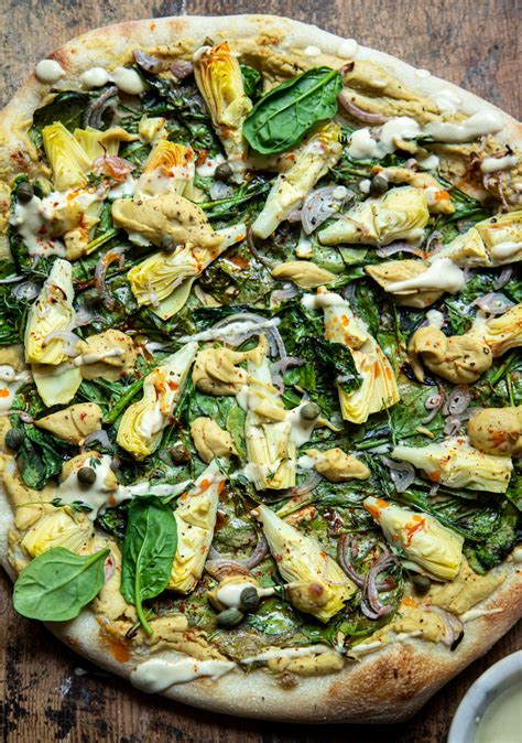 Vegan Spinach Artichoke Pizza Dairy Free The First Mess