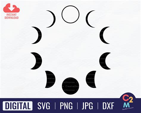 Lunar Phases Svg Moon Phases Svg Crescent Moon Svg Moon Child Etsy