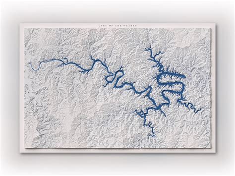 Lake Of The Ozarks Topography And Hydrology Modern Shaded Relief Map