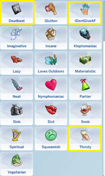 Sims Traits Icons