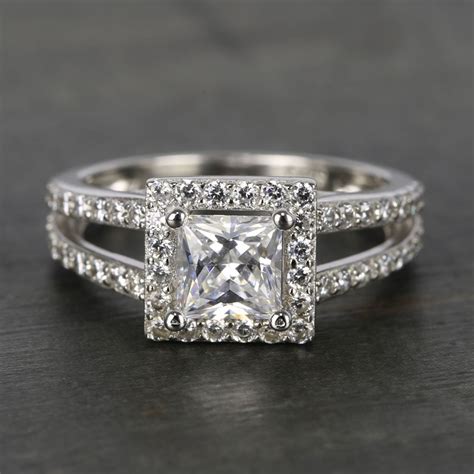 Custom design your black diamond engagement ring at diamond mansion, where every one of our rings is handcrafted and made to order with natural, certified diamonds. Square Halo 1 Carat Princess Split Shank Diamond Engagement Ring