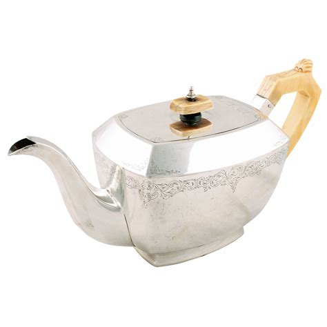 George Vi Art Deco Sterling Silver Teapot Sterlingsilverteapot