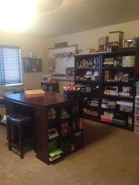It does not only work as a table, it also has a storage space, as its legs! My dream craft room! Come true!! | Dream craft room, Craft ...