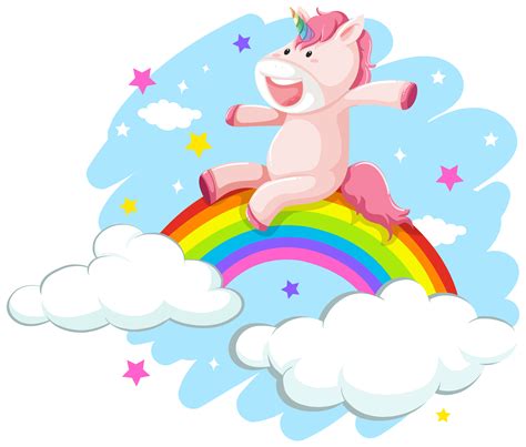 A Happy Unicorn On Rainbow 299606 Vector Art At Vecteezy
