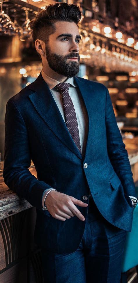 The Blue Collection Handsome Bearded Men Stylish Men Suit And Tie