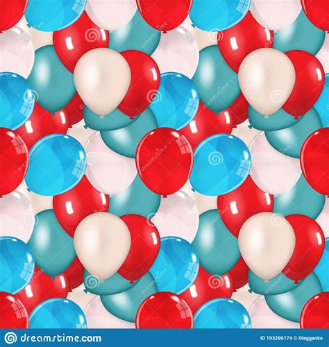 Red Blue Pink Balloons Seamless Pattern Vector Illustration Stock