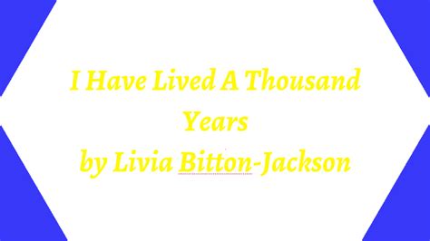 I Have Lived A Thousand Years By Livia Bitton Jackson By Alina Blevins