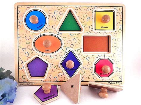 Wooden Puzzle Shapes And Colors Hand Crafted Melissa And Doug