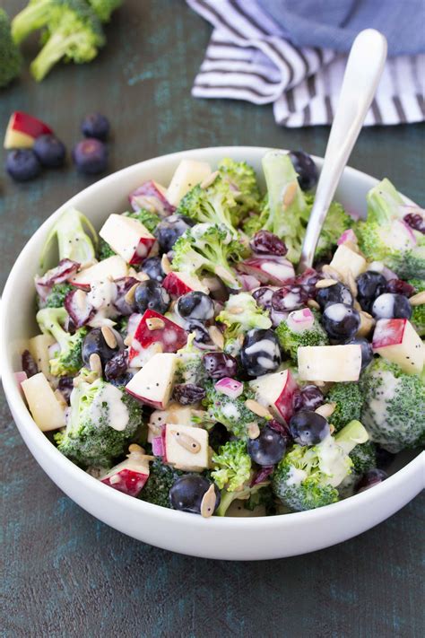 Prepare this salad up to eight hours in advance for best flavor and texture. No Mayo Broccoli Salad with Blueberries and Apple ...