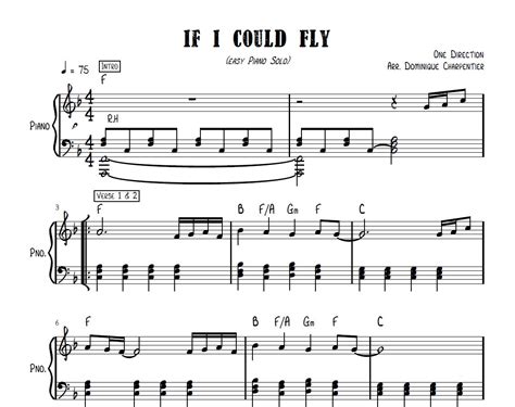 Partition Piano If I Could Fly One Direction