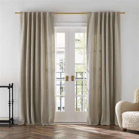 Warm Beige European Flax Certified Linen Window Curtain Panel 52x84