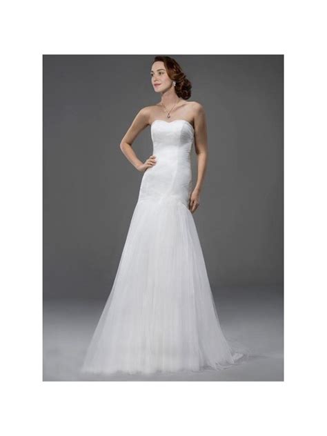 Mermaid Sweetheart Floor Length Tulle Wedding Dress