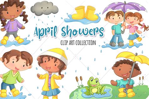 April Showers Clip Art Collection Illustrations ~ Creative Market