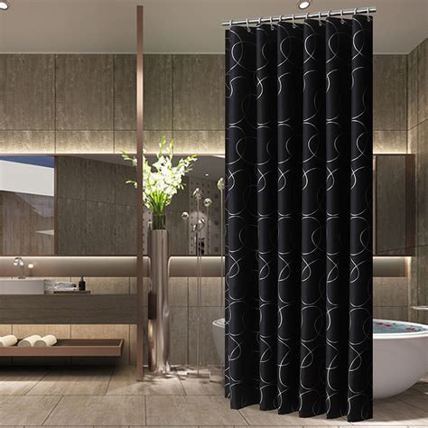 Slivery Line Black Luxury Shower Curtain Polyester 180x180cm Size