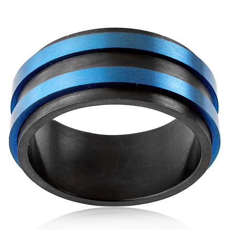 Two Tone Stainless Steel Striped Brushed Finish Ring Size 8