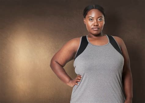 Free Photo Plus Size Woman Posing In Workout Sportswear Apparel