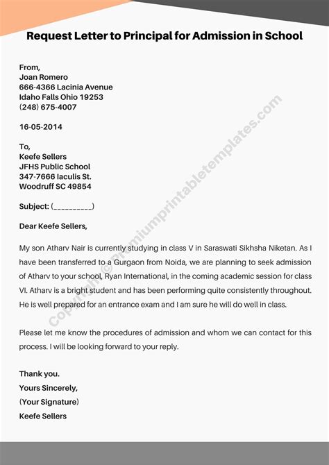 Request Letter To Principal For Admission Pack Of 4 Lettering