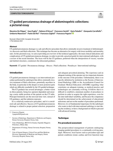 Pdf Ct Guided Percutaneous Drainage Of Abdominopelvic Collections A