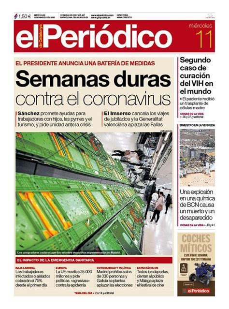 Prensa Hoy Portadas De Los Periódicos Del 11 De Marzo Del 2020