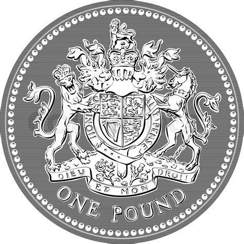 Vector Black White British Money Coin One Pound Stock Vector Colourbox