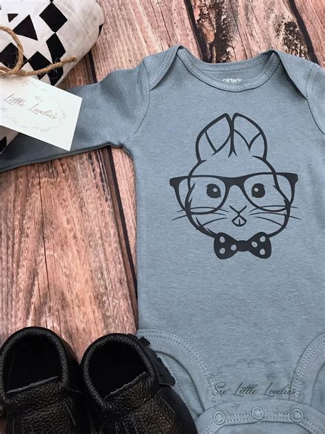 Baby Boy Bunny One Piecebaby Hipster Bunny Outfitbunny Etsy