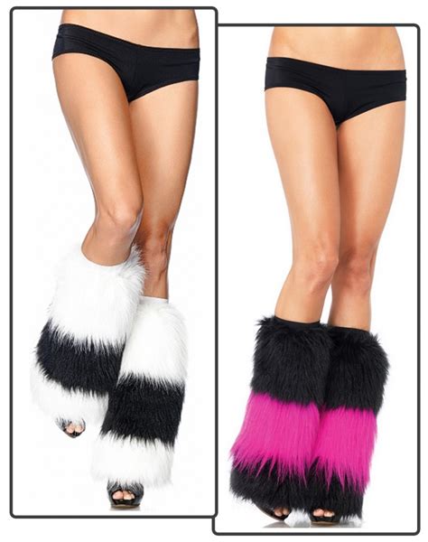 Furry Two Tone Leg Warmers Fur Leg Warmers