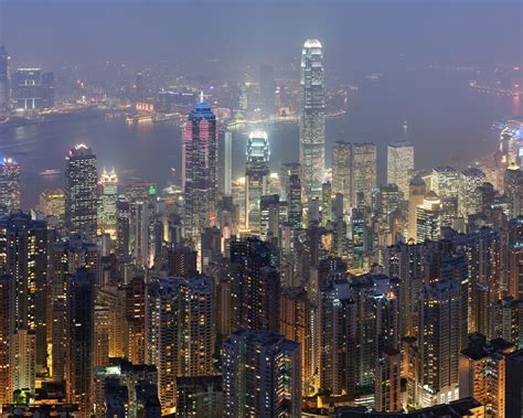 Fonds Décran Télécharger 1280x1024 Hong Kong Gratte Ciel La Nuit De