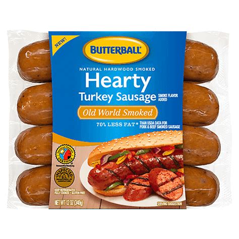 butterball turkey sausage hearty old world smoked 12 oz brats and sausages ingles markets