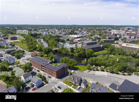 Lowell Historic Downtown Aerial View In Lowell Massachusetts Usa