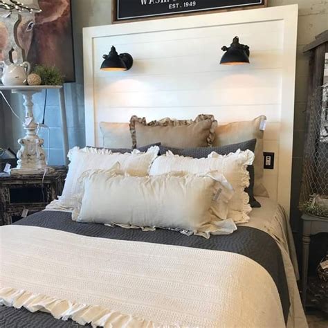 Keep in mind that the 2×6 on top of the footer will extend an inch or more to the inside. Shiplap headboard with lights and usb port. Easy to make ...