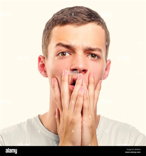 Portrait Of Amazed Or Scared Man Toned Photo Stock Photo Alamy