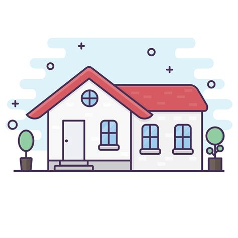 Line Art Style House Ilustration Vector Background Home Concept
