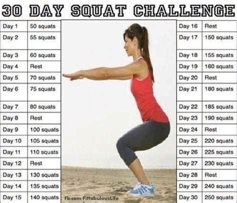 30 Days Squat Challenge 30 Day Squat Challenge Workout Challenge