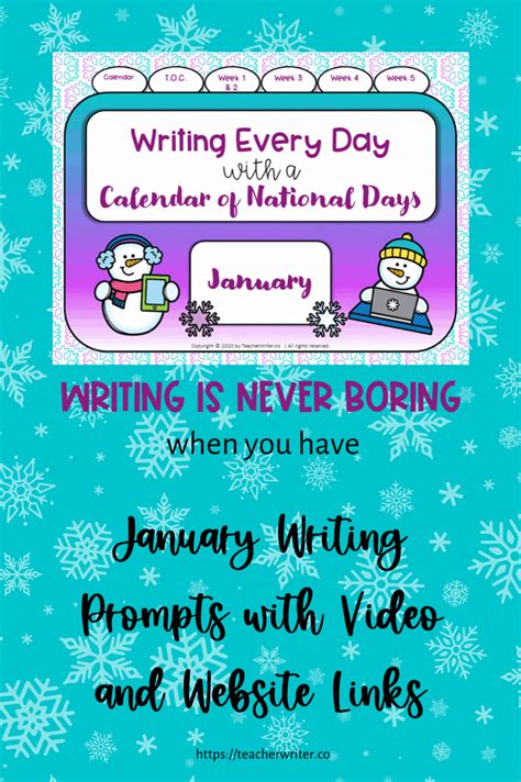 Daily Writing Prompts For January Upper Elementary School