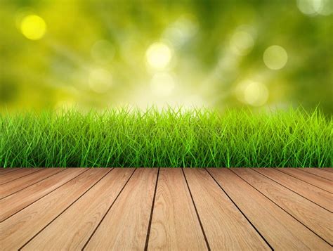 Wooden Floor With Green Grass Stock Image Image Of Board Timber 83122507