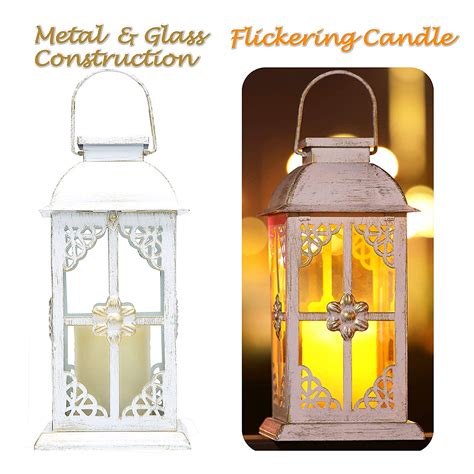 Solar Lantern Outdoor Hyacinth White Antique Metal And Glass