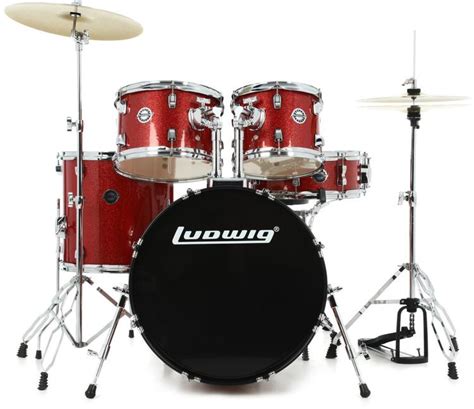 Ludwig Accent 5 Piece Complete Drum Set With 20 Inch Bass Drum And