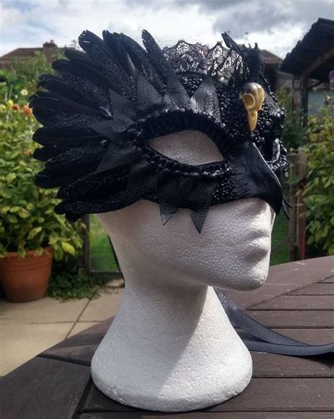 Crow Mask Feather Masquerade Mask Blackbird Masks Corvid Etsy