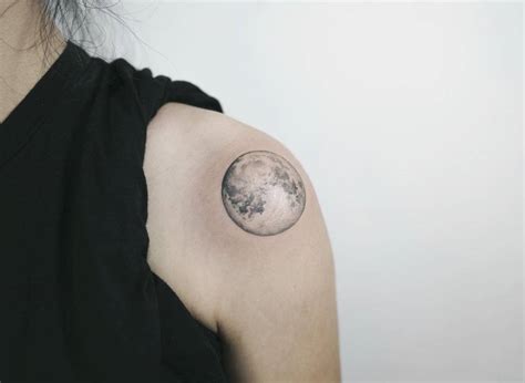 Moon Tattoo On The Left Shoulder