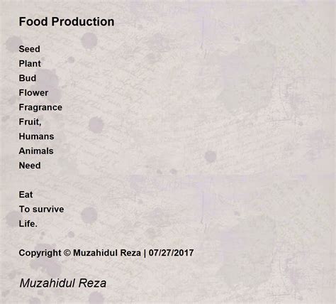 Food Production Food Production Poem By Muzahidul Reza