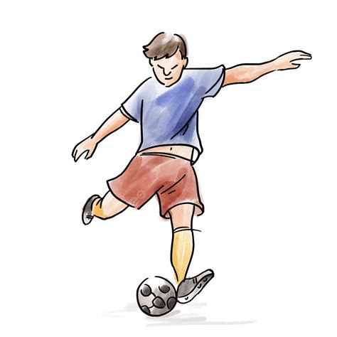 Watercolor Sports Boys Playing Football Cartoon Hand Drawn Cartoon