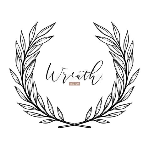 Hand Drawn Vector Illustration Botanical Laurel Wreath With Branches