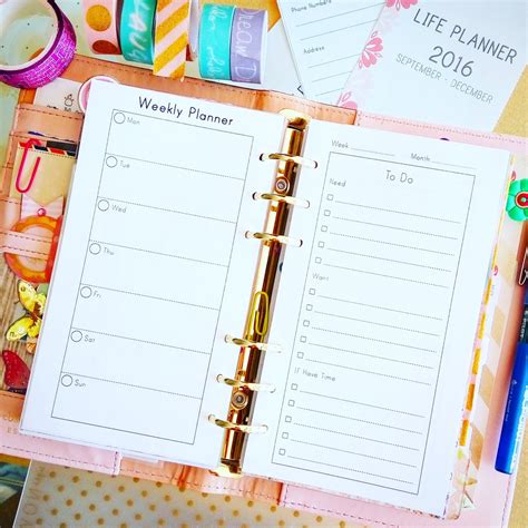 Weekly Planner Personal Size Inserts 37 X 67 Week At A Etsy
