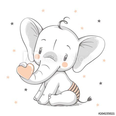 Cute Baby Elephant Cartoon Drawing At